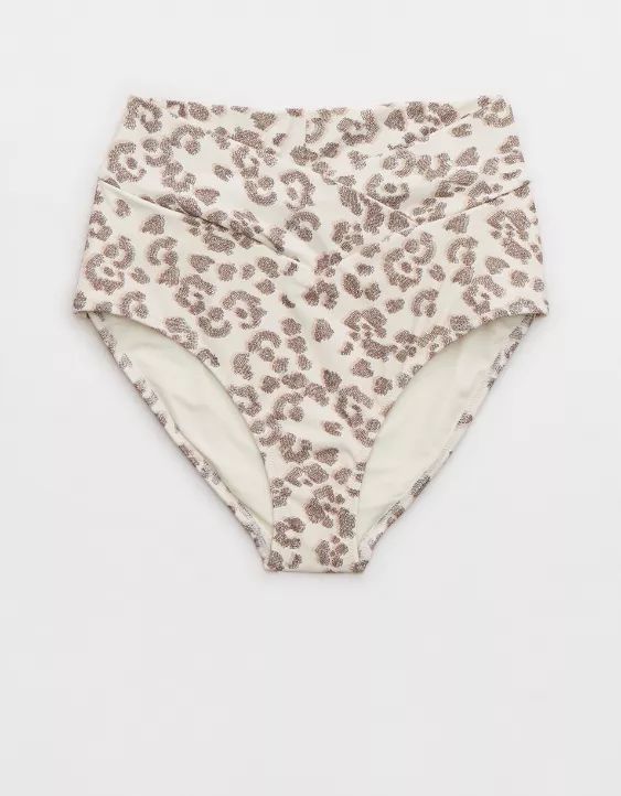 Aerie Leopard Crossover High Waisted Bikini Bottom | Aerie