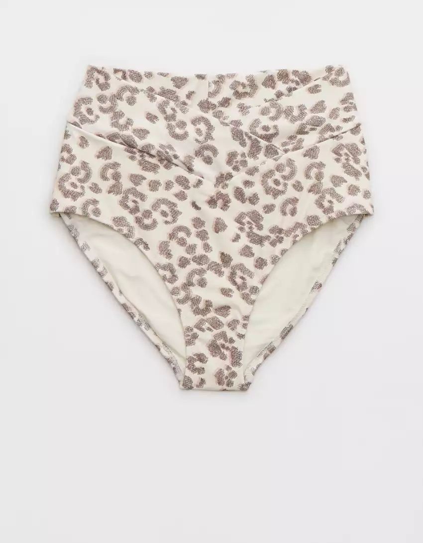 Aerie Leopard Crossover High Waisted Bikini Bottom | Aerie