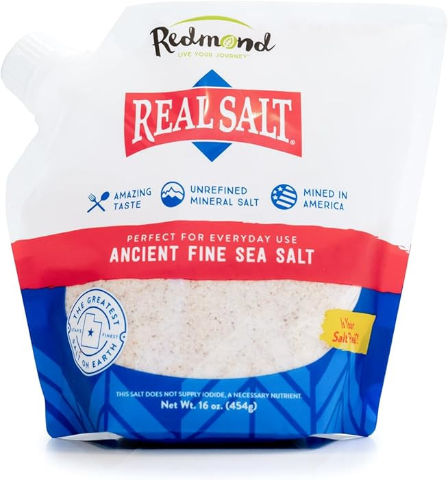 Redmond Real Salt - Ancient Fine Sea Salt, Unrefined Mineral Salt, 16 Ounce Pouch (1 Pack) | Amazon (US)