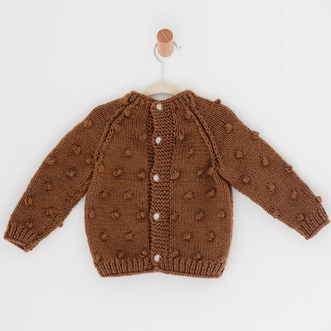 Handmade Wool Baby Cardigan - Brown Knit Button-front Sweater - Boho Crochet Infant Clothes - Ets... | Etsy (Global)