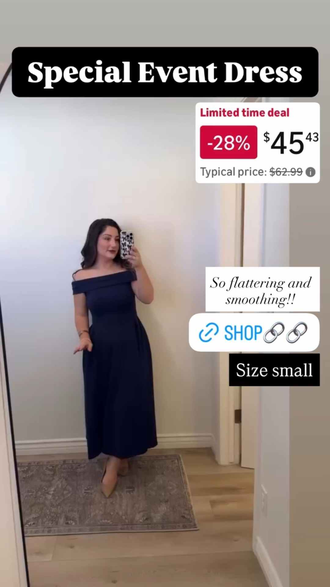 Special Event Dress  

5'0" 140lbs 
Size small 

So flattering and smoothing!!

#LTKPetite #LTKWedding #LTKSaleAlert