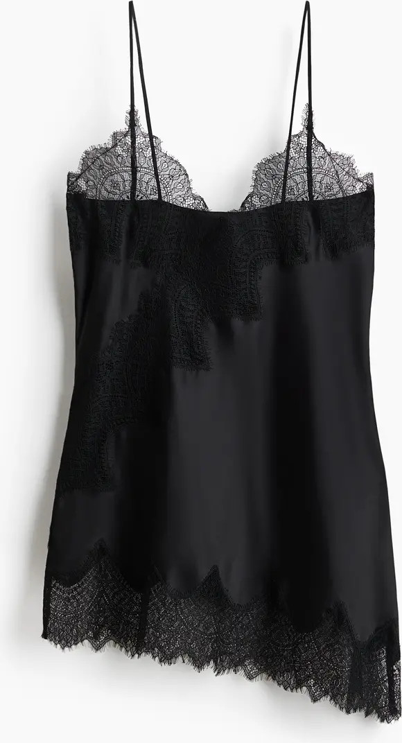 Lace-trimmed Strappy Satin Top | Nordstrom