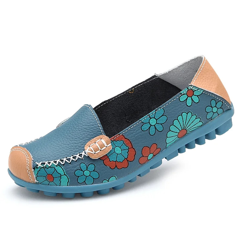 Ablanczoom Womens Comfortable Leather Floral Print Flats Casual Driving shoes | Walmart (US)