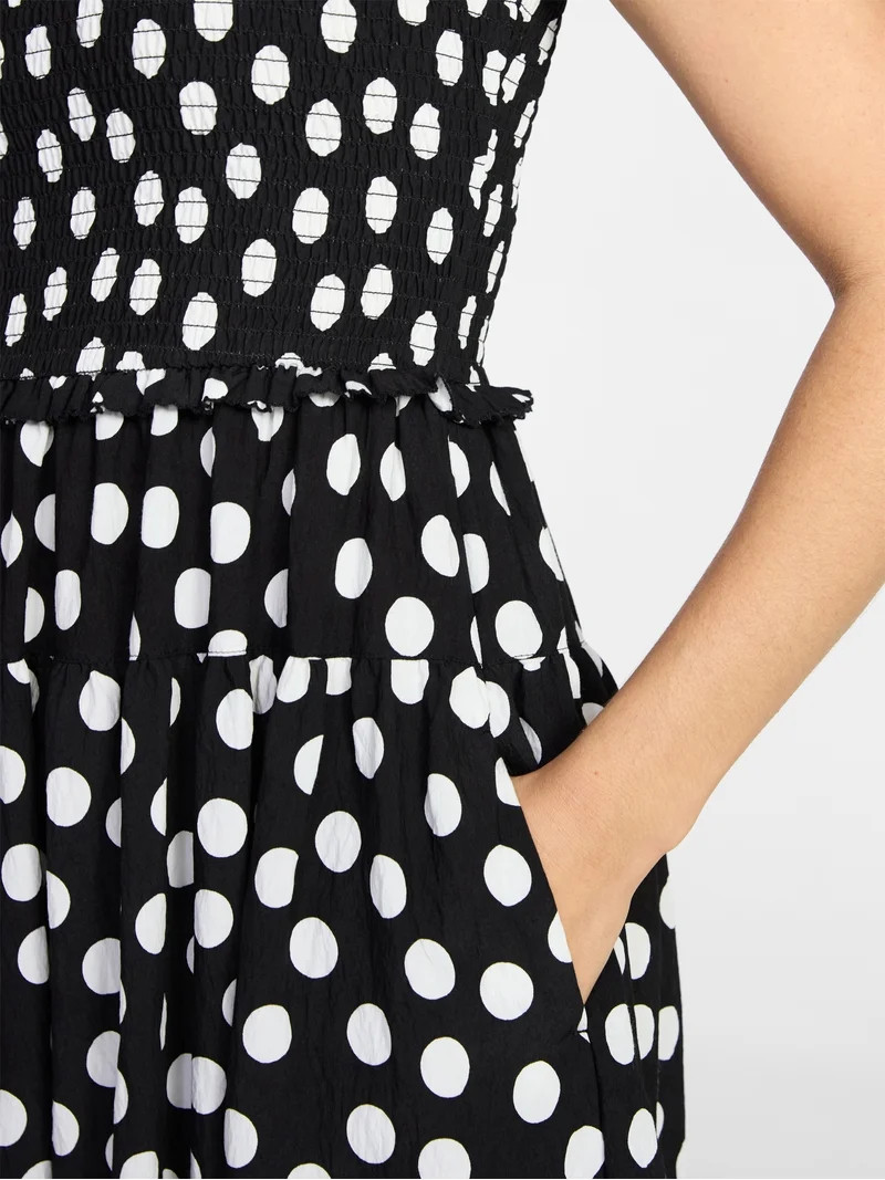 Time and Tru Women's Tiered Skirt Ruffle Smocked Midi Dress, Sizes XS-4X - Walmart.com | Walmart (US)