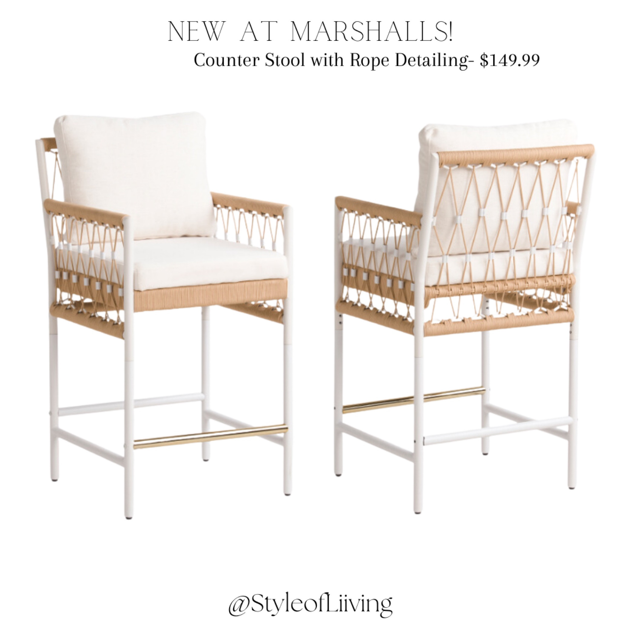New at Marshalls! Counter stool with rope detailing $149.99. Kitchen furniture.

#LTKSeasonal #LTKhome #LTKsalealert