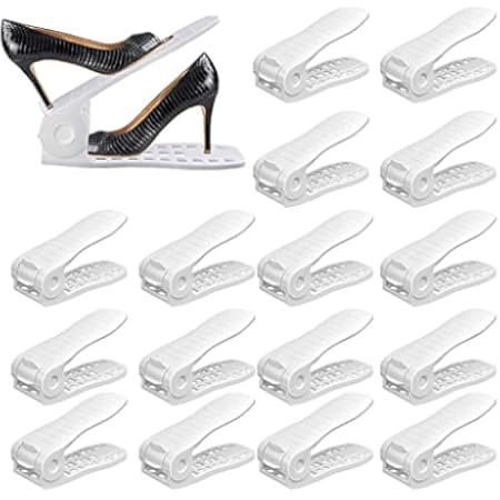 Shoe Slots Organizer, Adjustable Shoe Stacker Space Saver, Double Deck Shoe Rack Holder for Closet O | Amazon (US)