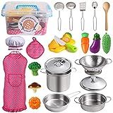 Juboury Kitchen Pretend Play Toys with Stainless Steel Cookware Pots and Pans Set, Cooking Utensi... | Amazon (US)