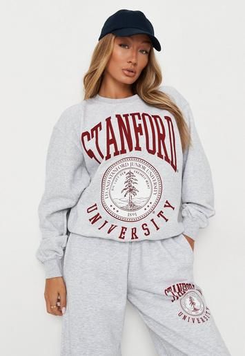 Grey Marl Stanford Graphic Oversized Sweatshirt | Missguided (UK & IE)