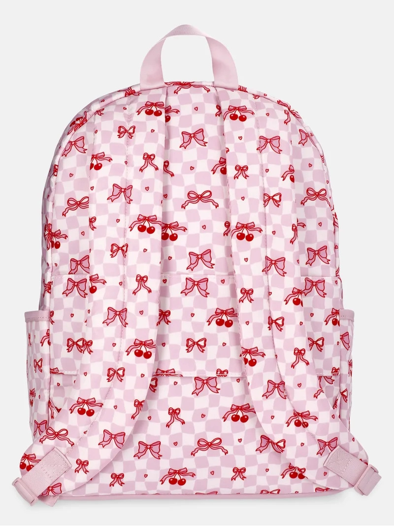 MNYC Women's Double Pocket Dome Backpack Pink Cherries | Walmart (US)