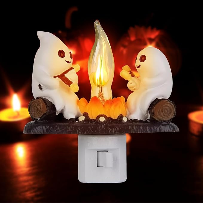 Ghost Campfire Flickering Night Light, Ghosts Campfire Flicker Flame Halloween Nightlight, 3D LED... | Amazon (US)