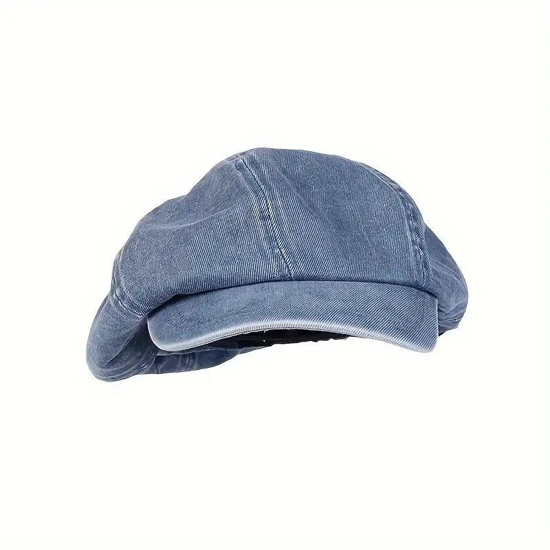 Vintage Washable Solid Color Distressed Denim Beret Hat - Temu | Temu Affiliate Program