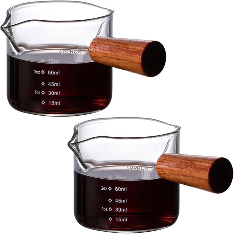 Dadamong 2-Pack Espresso Shot Glass 2.5-Ounce (75ML), Double Spouts Measuring Cup Triple Pitcher ... | Amazon (US)