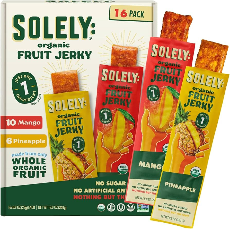 SOLELY - Organic Mango & Organic Pineapple Fruit Jerky (10 Mango, 6 Pineapple) - Real Fresh Fruit... | Amazon (US)