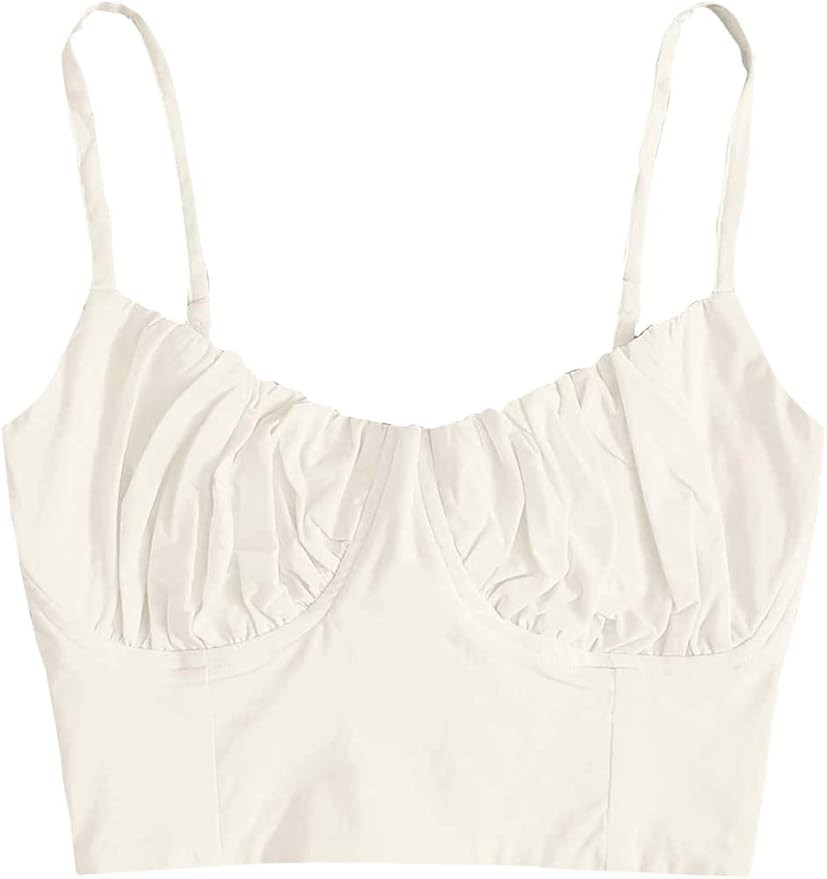 Romwe Women's Casual V Neck Sleeveless Lace Up Back Crop Cami Top Camisole | Amazon (US)