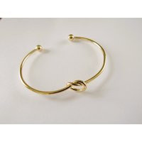 Gold Plated Vintage Heart Knot Cuff Bracelet, Shiny | Etsy (US)