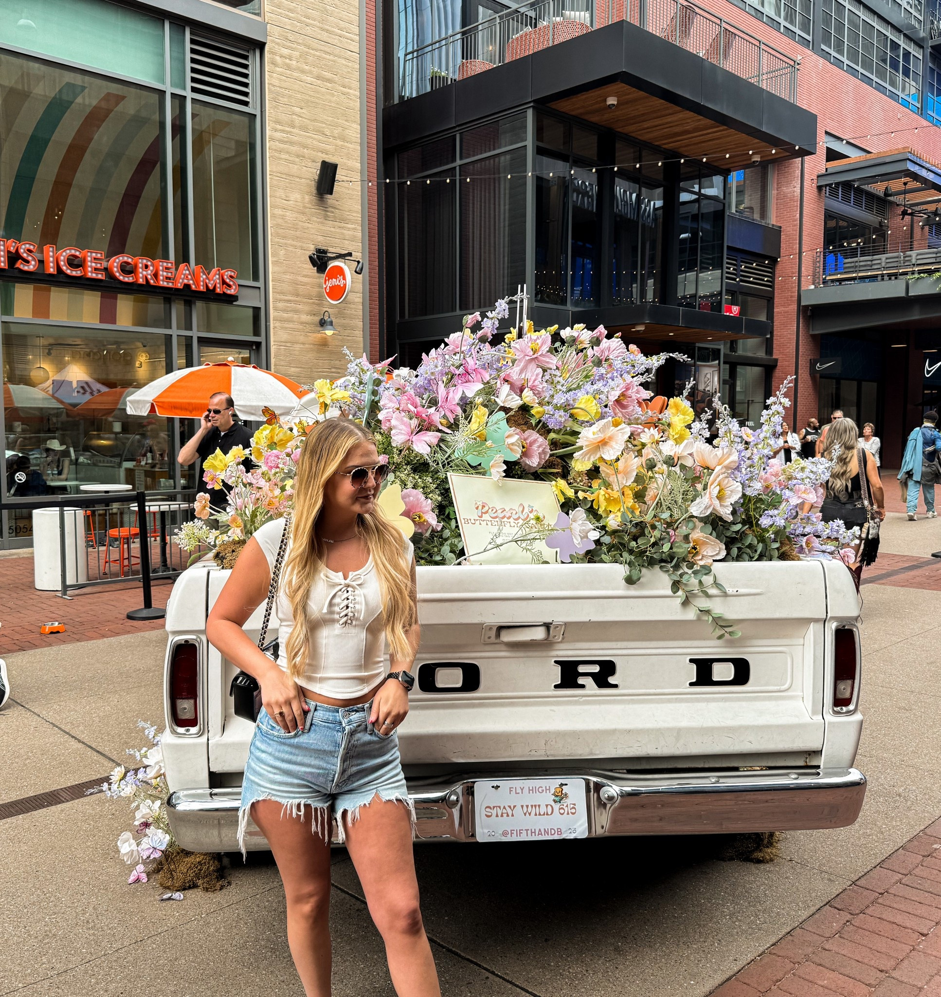 CMA Fest Day 1: day fit 
Top: VS (S) 
Shorts: Mother Denim (26)