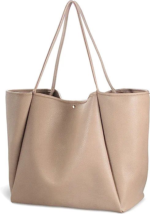 Amazon.com: Oversize Vegan Leather Tote Women Weekender Bag Shopper Handbag Travel Purse (Nude) :... | Amazon (US)