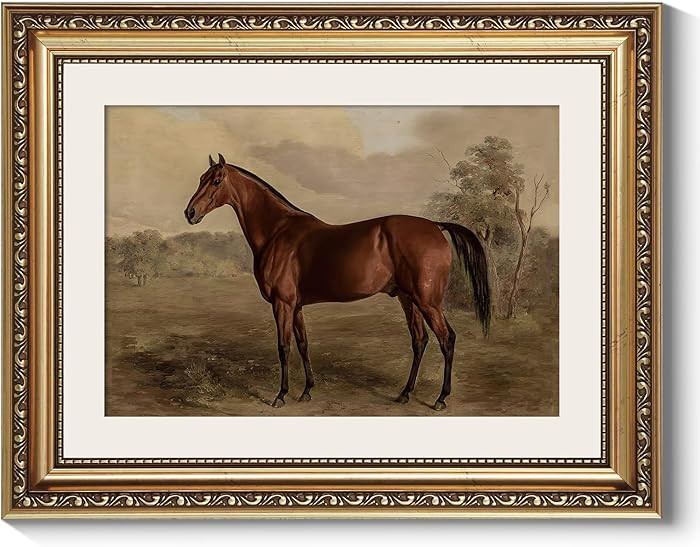 ARPEOTCY Vintage Gold Framed Horse Wall Art, Bedroom Bathroom Living Room Classic Horse Picture W... | Amazon (US)
