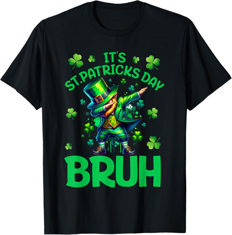 Bruh St Patricks Day Boys Kids Saint Patricks Day Leprechaun T-Shirt | Amazon (US)
