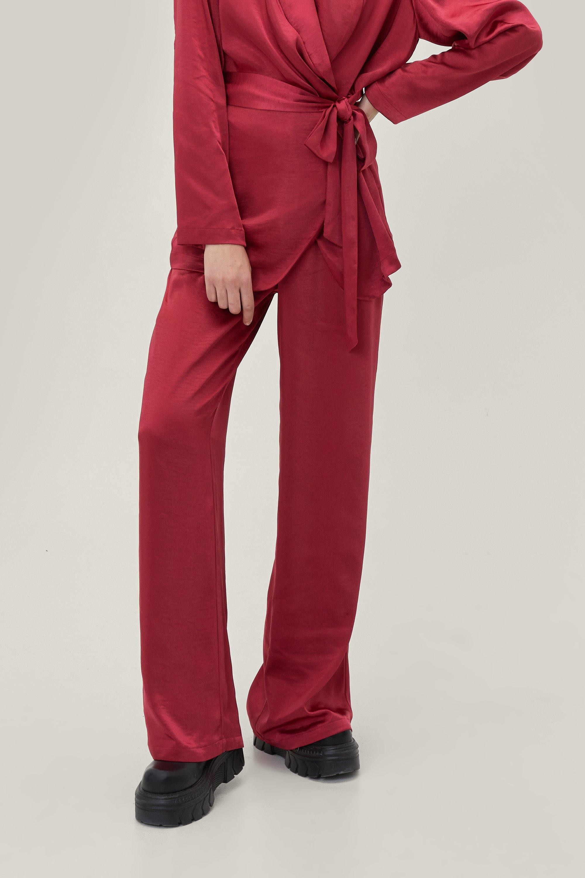 Satin Wide Leg High Waisted Pants | Nasty Gal (US)