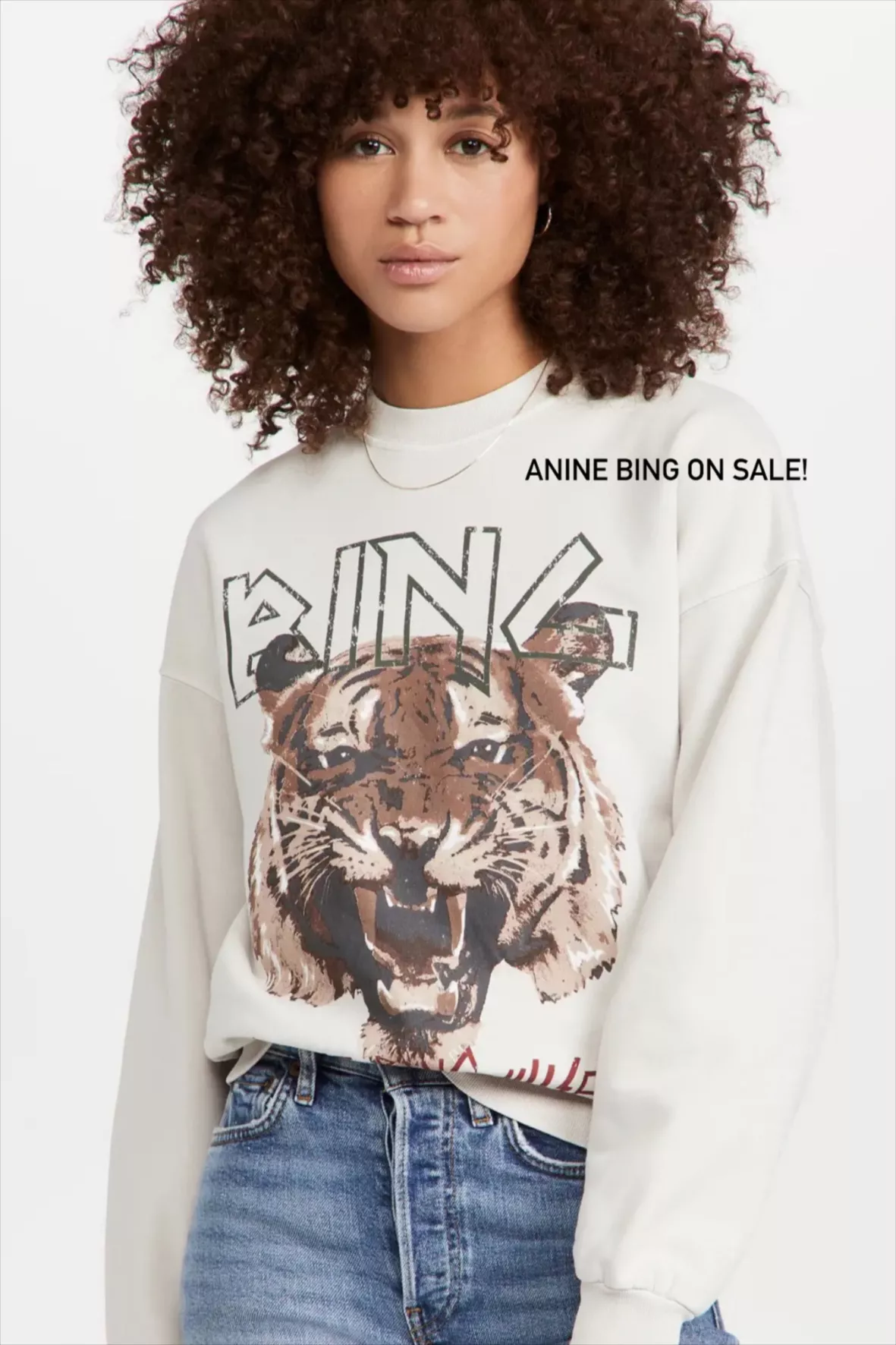 ANINE BING Tiger Sweatshirt - Stone curated on LTK