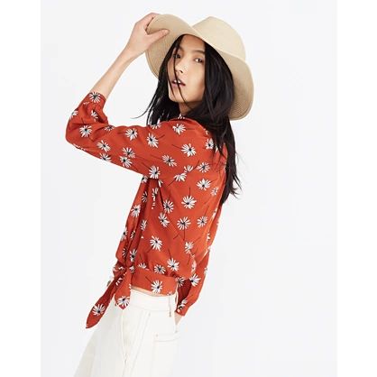 Silk Wrap Top in Fresh Daisies | Madewell