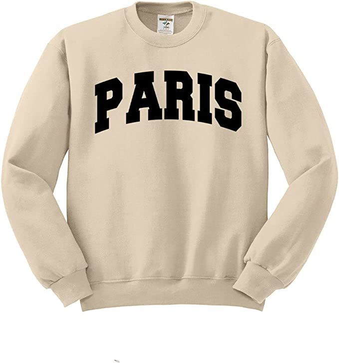 Amazon.com: Paris College Style Sweatshirt Unisex Large Sand : Clothing, Shoes & Jewelry | Amazon (US)