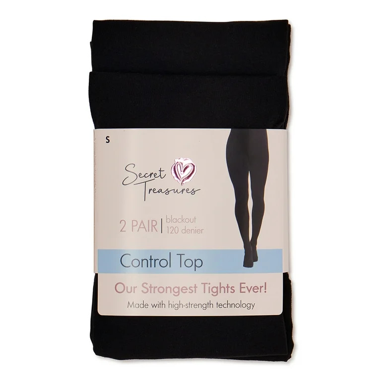 Secret Treasures Women's Blackout Cotton Tights, 2 Pack - Walmart.com | Walmart (US)