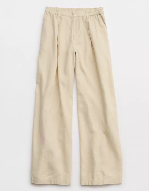 Aerie Pool-To-Party Linen Blend High Waisted Trouser | American Eagle Outfitters (US & CA)