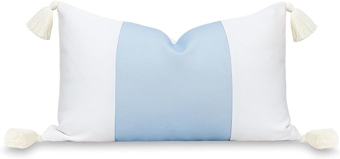 Hofdeco Premium Coastal Patio Indoor Outdoor Lumbar Pillow Cover Only, 12"x20" Water Repellent fo... | Amazon (US)