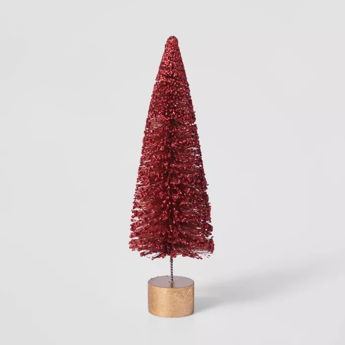 9in Bottle Brush Tree with Gold Base Decorative Figurine - Wondershop™ | Target