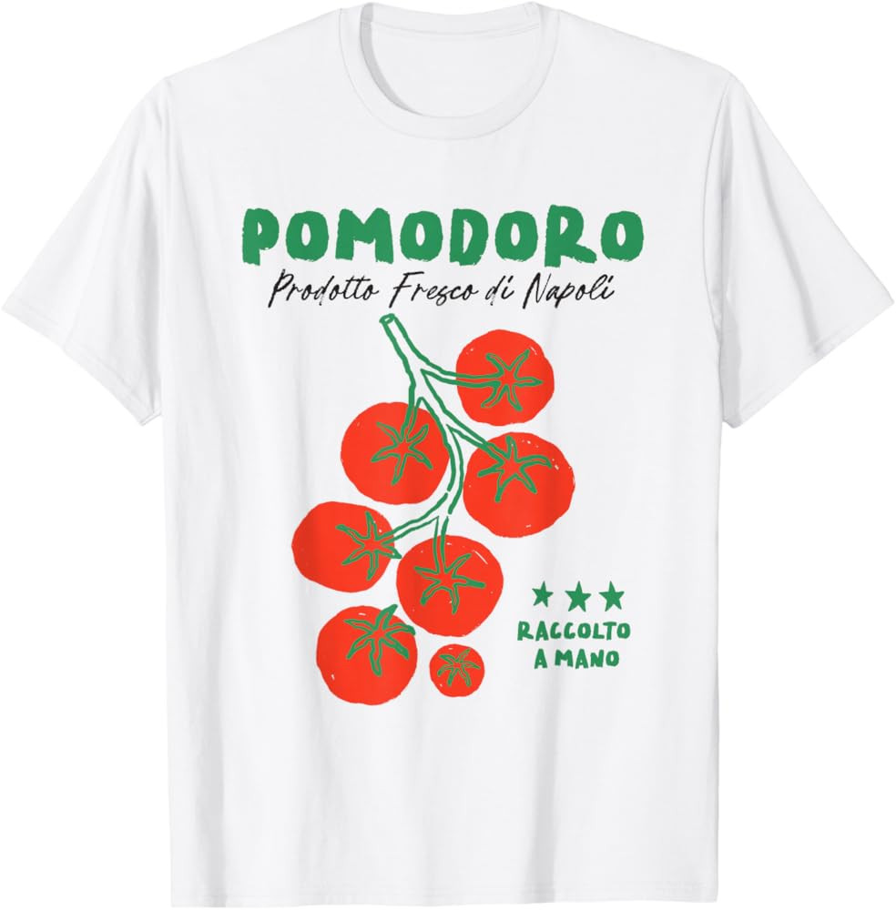 Pomodoro Napoli Italian Handpicked Tomato Retro Foodie Food T-Shirt | Amazon (US)