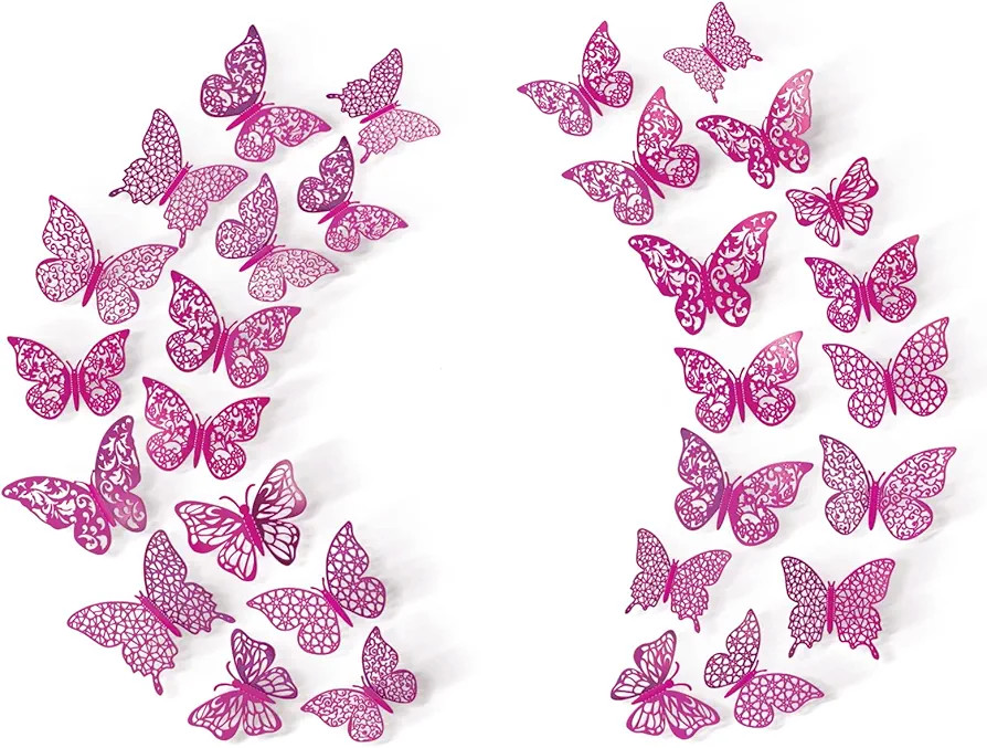 3D Butterfly Wall Decor-72 PCS 3 Sizes 6 Styles Butterfly Decorations-Butterfly Party Decorations... | Amazon (US)