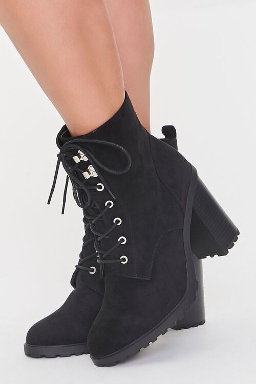 Lace-Up Block Heel Booties (Wide) | Forever 21 (US)