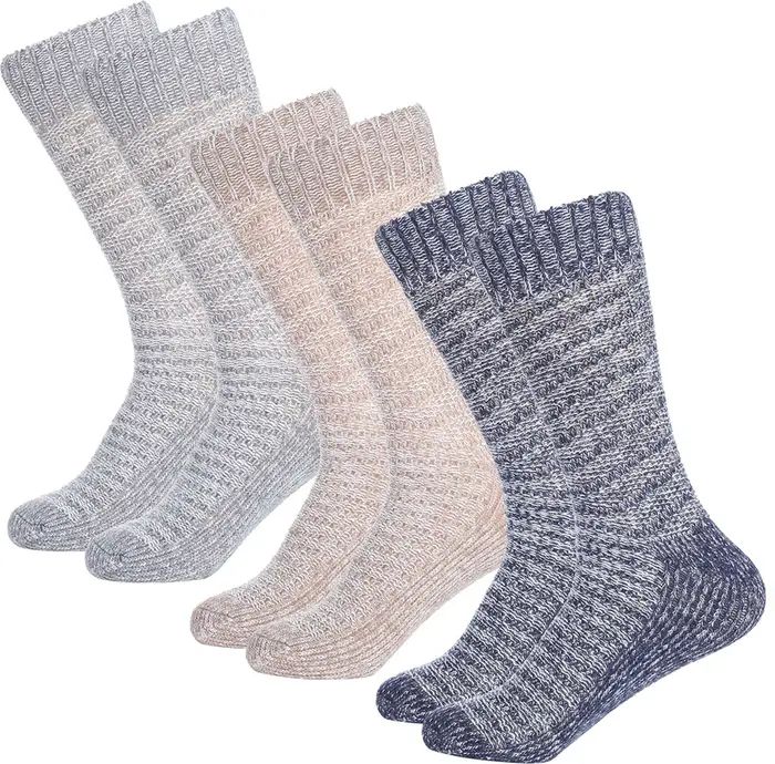 3-Pack Wool & Cashmere Blend Knit Crew Socks | Nordstrom