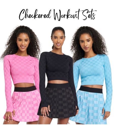 These checkered workout sets are SO FUN!! I obviously ordered the entire black checkered set. They have workout tops, sports bras, biker shorts and skirts. I feel like these are going to sell out quick so grab them fast!

Workout wear, tennis skirt, target finds, target fashion, fitness, activewear 

#LTKstyletip #LTKfit #LTKunder50