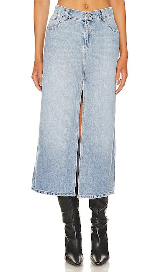 Sylvie Midi Skirt in Light Denim | Revolve Clothing (Global)
