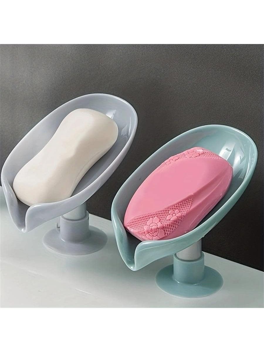 2pcs Leaf Shape Soap Box Drain Soap Holder Bathroom Accessories Suction Cup Soap Dish Tray Soap D... | SHEIN
