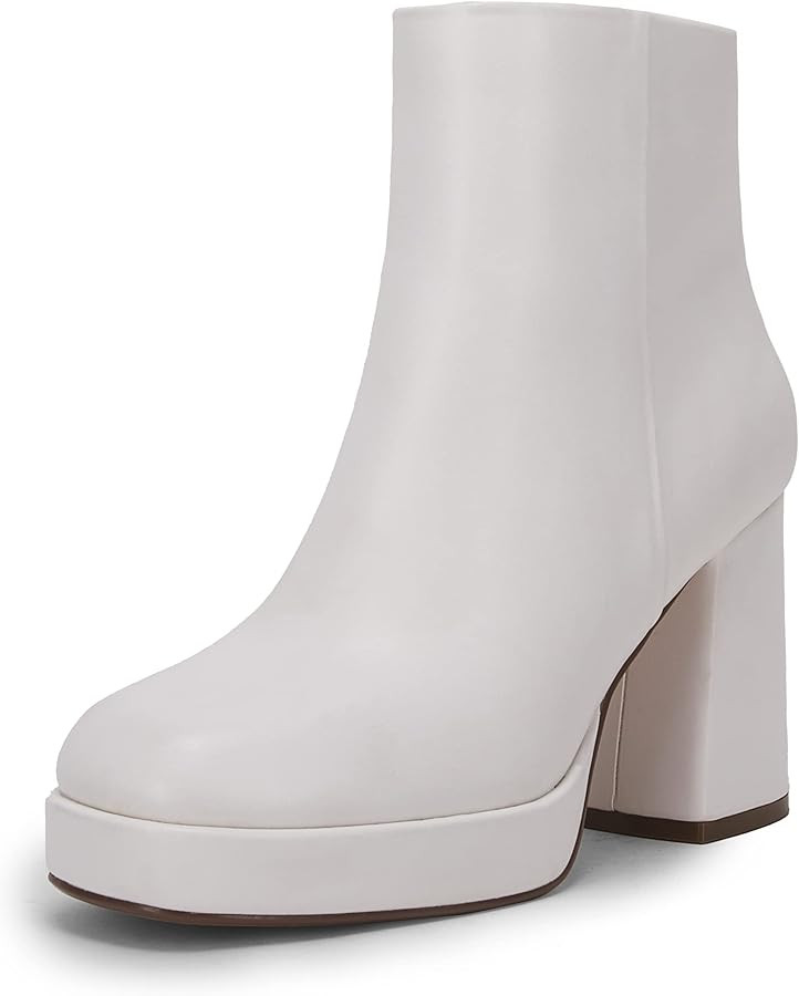 Rilista Platform Boots for Women Chunky High Heels Ankle Booties Square Toe Side Zipper Punk Boot... | Amazon (US)