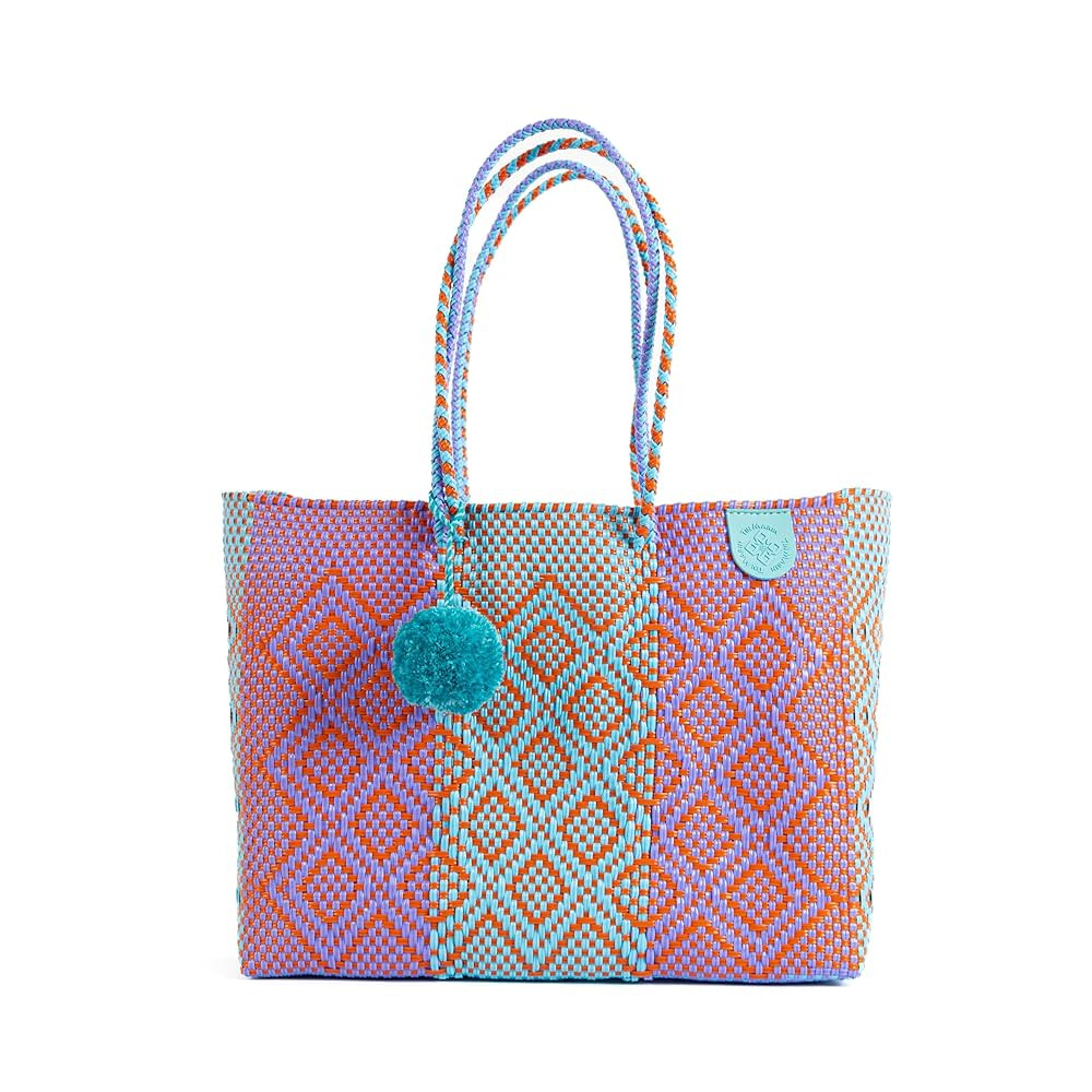 Sunset Woven Super Tote, Handwoven Recycled Plastic Tote, Oaxaca Mexican Woven Bag, Beach Bag, Su... | Amazon (US)