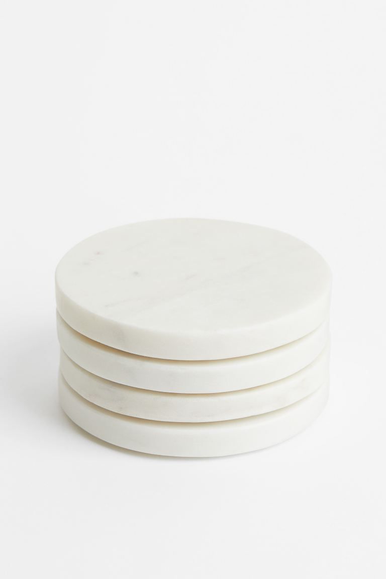 4-pack Marble Coasters - White/marble - Home All | H&M US | H&M (US)