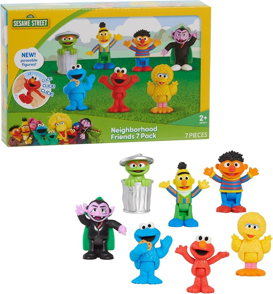 Sesame Street Neighborhood Friends, 7-piece Poseable Figurines, Kids Toys for Ages 2 Up by Just P... | Amazon (US)