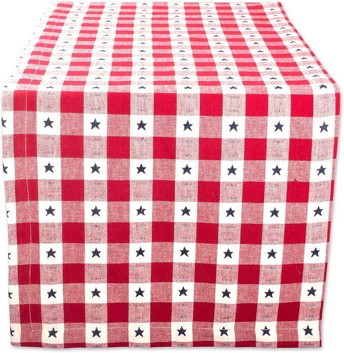 DII Patriotic 4th of July Stars and Check Summer Tabletop Collection, Table Runner, 14x108, Red, ... | Amazon (US)