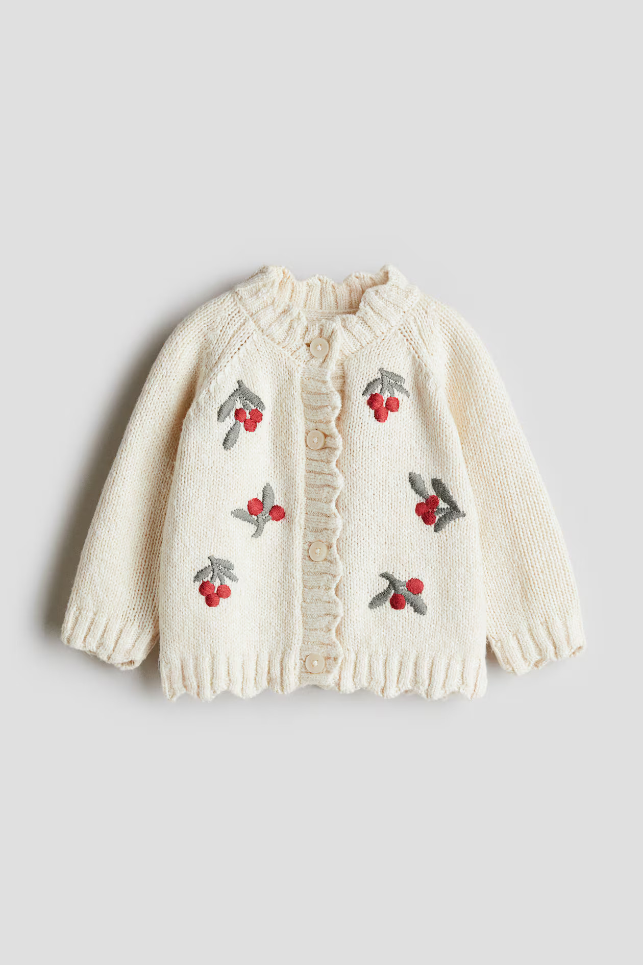 Embroidery-detail cardigan - White/Berries - Kids | H&M GB | H&M (UK, MY, IN, SG, PH, TW, HK)