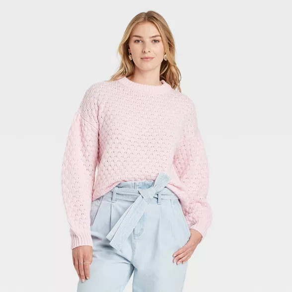 Women's Crewneck Textured Pullover Sweater - A New Day™ | Target