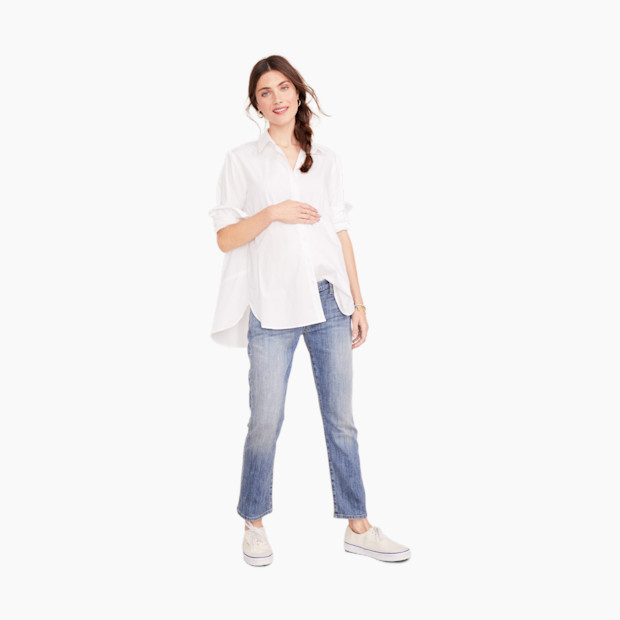 Hatch Collection The Classic Buttondown in White Size 0 | cotton/elastane | Babylist