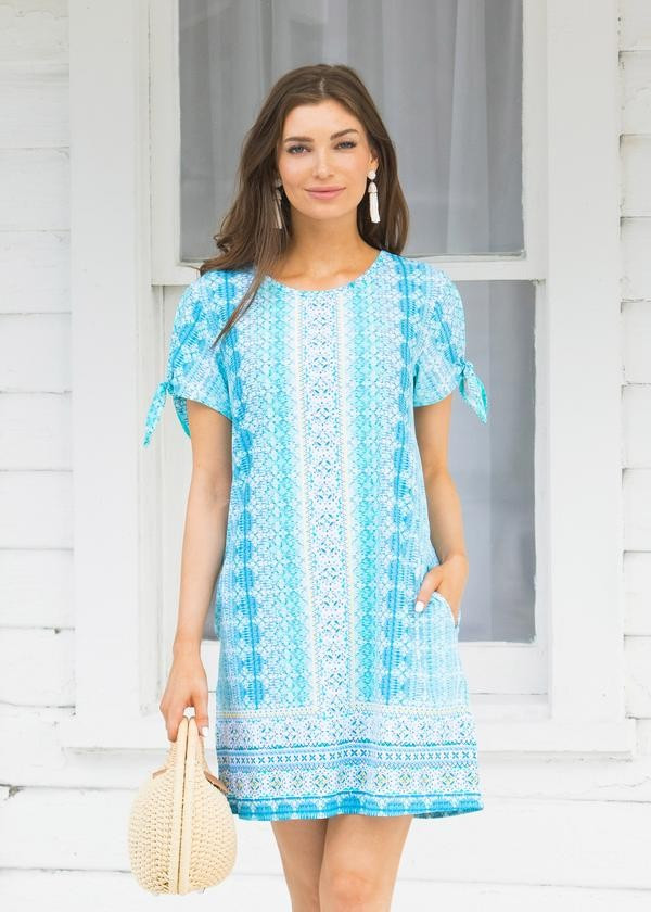 Coastal Cottage Tie Sleeve Swing Dress | Cabana Life