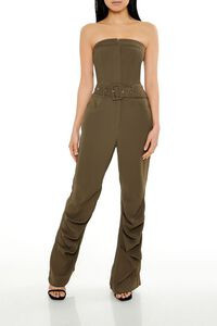 Belted Zip-Up Flare Jumpsuit | Forever 21