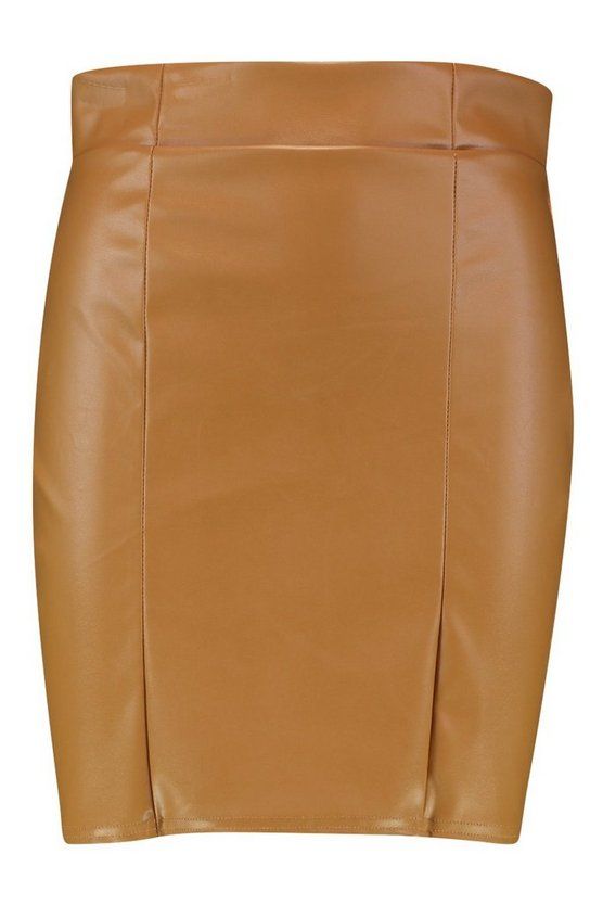 Faux Leather Seam Front Mini Skirt | Boohoo.com (US & CA)
