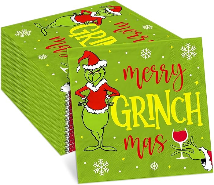 48PCS Grinchmas Party Napkins Decoration Merry Christmas Whoville Decoration Paper Napkins for Ho... | Amazon (US)